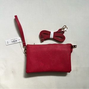 NEW NWT Empire Red Leather Clutch Crossbody Purse